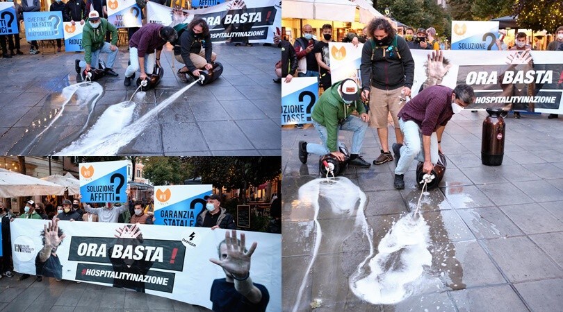 Birra versata in strada, protesta a Roma contro il lockdown