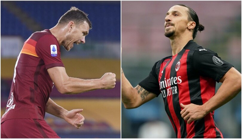 Milan-Roma, Ibra-Dzeko, 700 gol in due: non si sono mai sfidati finora