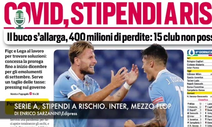 Covid, stipendi a rischio. Inter, mezzo flop