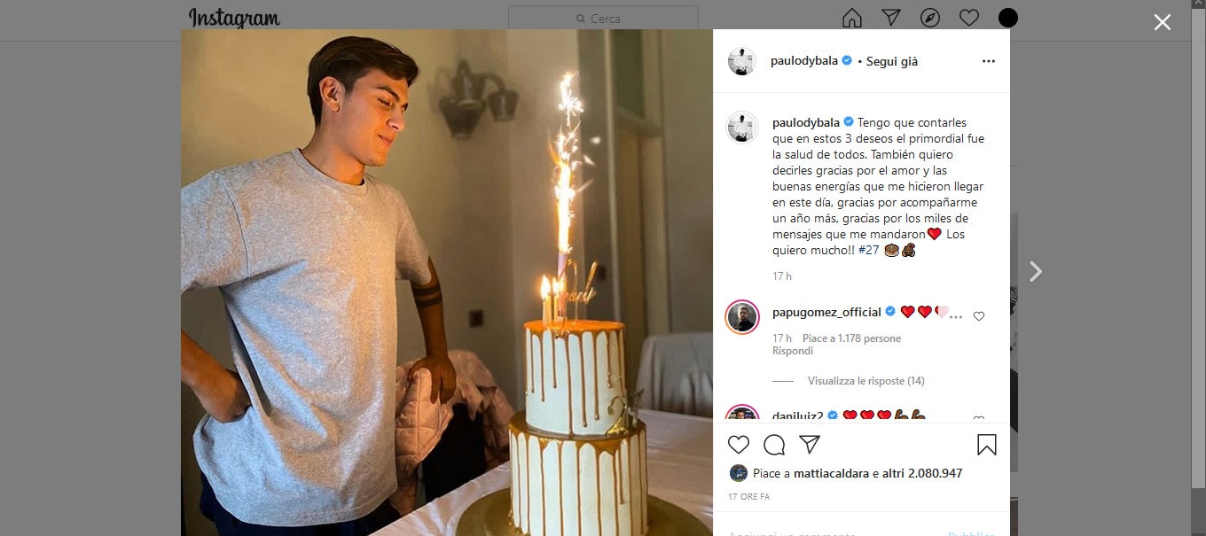 Dybala "dimentica" gli auguri della Juventus