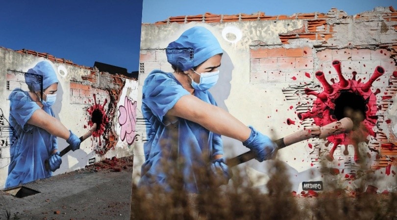 Il murales contro il Coronavirus nasce in Portogallo