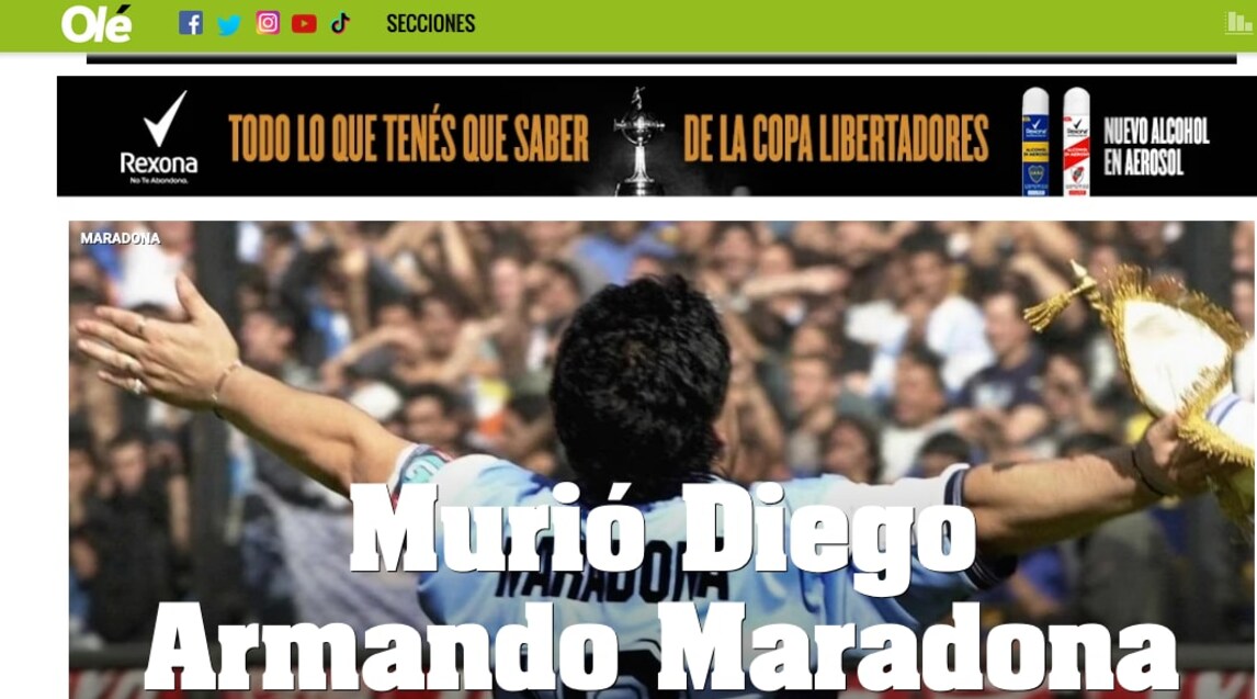 Maradona, le prime pagine dal mondo: "Addio Diego"