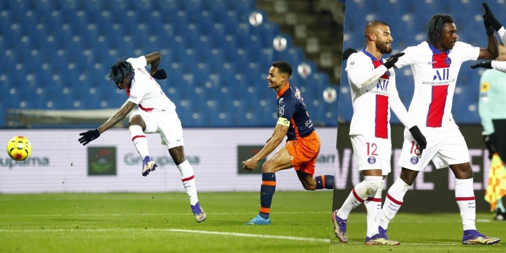 Kean trascina il Psg con un gran gol: 3-1 al Montpellier