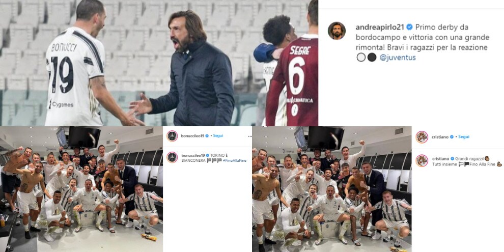 Juve, la festa di Ronaldo e compagni sui social: "Il derby è bianconero"