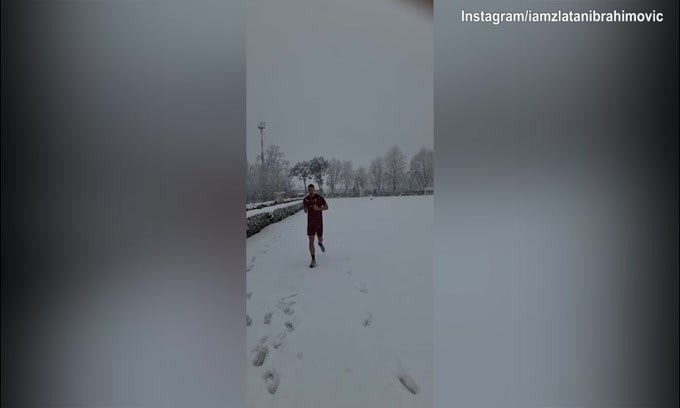 Allenamento nella neve per Ibrahimovic