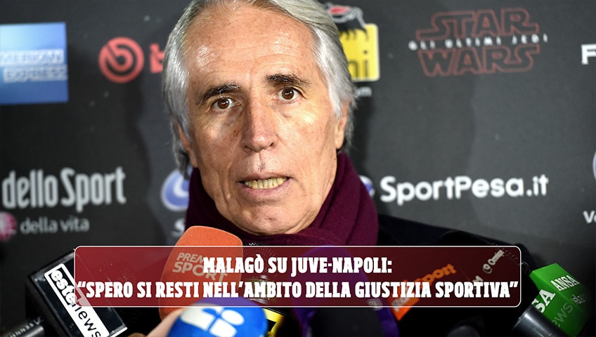 Malagò su Juve-Napoli: “Spero si resti nell’ambito della giustizia sportiva”