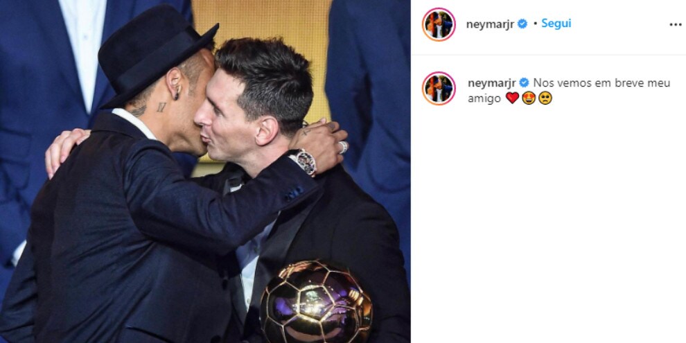 Psg, Neymar a Messi: “Ci vediamo presto amico mio“
