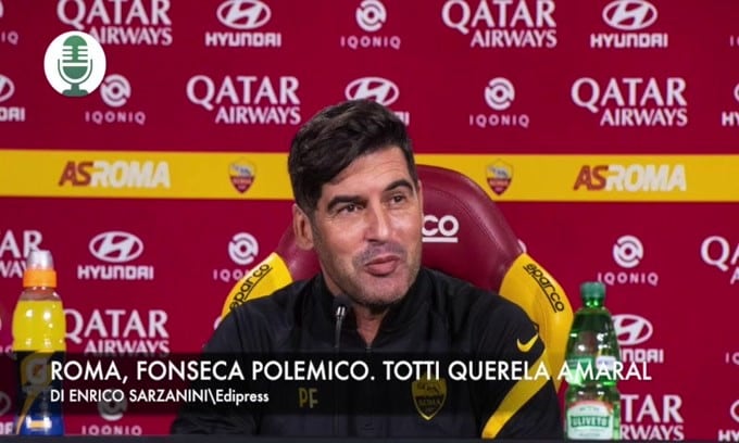 Roma, Fonseca polemico. Totti querela Amaral