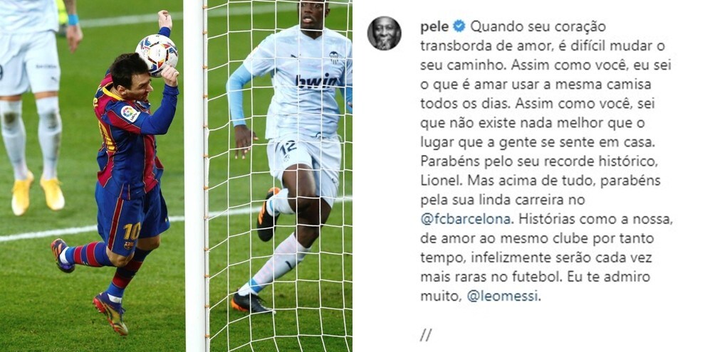 Pelé si congratula con Messi: “Storie come la nostra sono sempre più rare, ti ammiro“