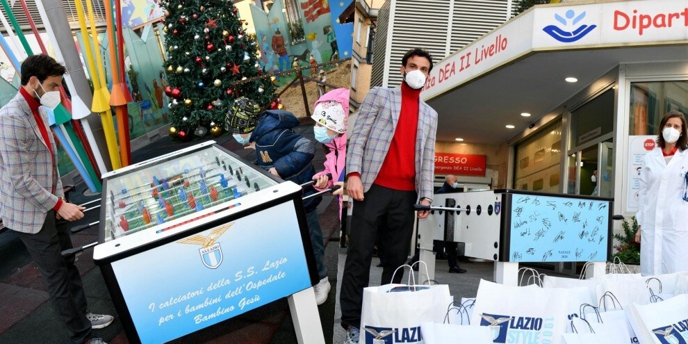 Lazio all'Ospedale Bambino Gesù: Parolo regala anche un biliardino