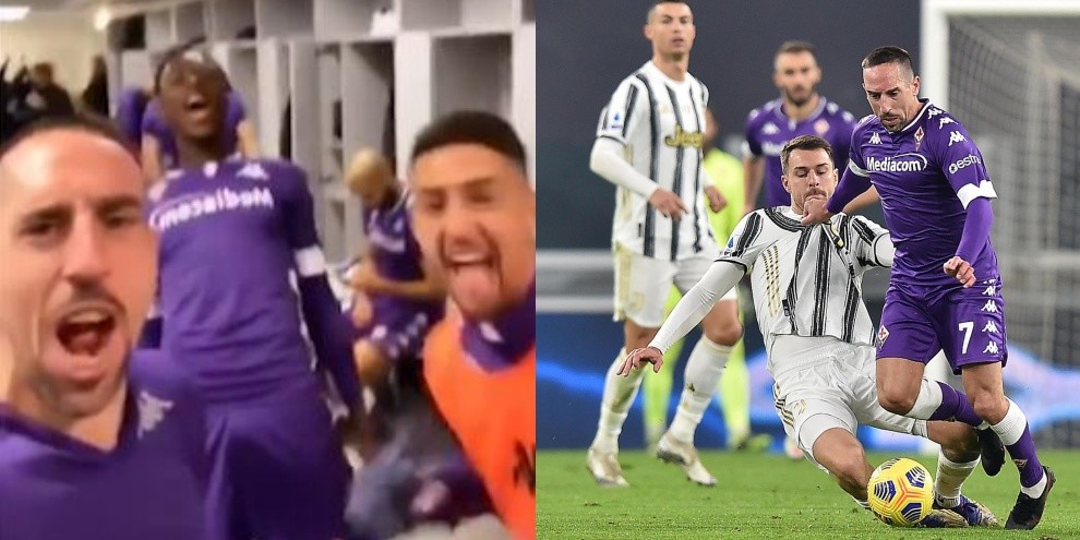 Juve-Fiorentina: Ribery, gioia folle nello spogliatoio dello Stadium