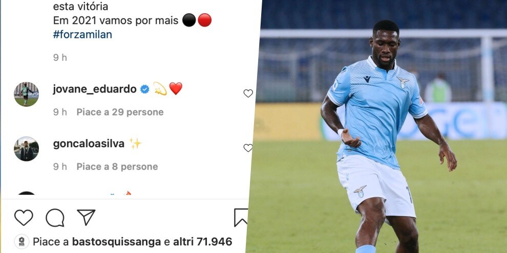 Lazio, like dell’ex Bastos al post vittoria di Leao