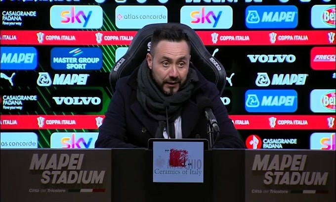 De Zerbi: "Il rosso? Mi sa che l'arbitro non ha mai giocato a calcio"