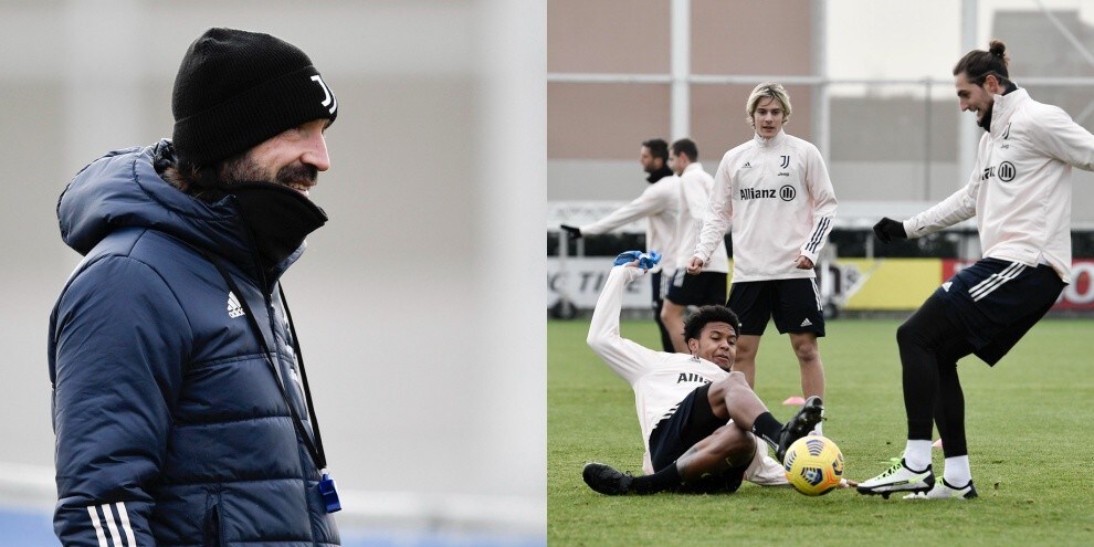 Juve, allenamento vista Inter. McKennie ringhia, Pirlo sorridente