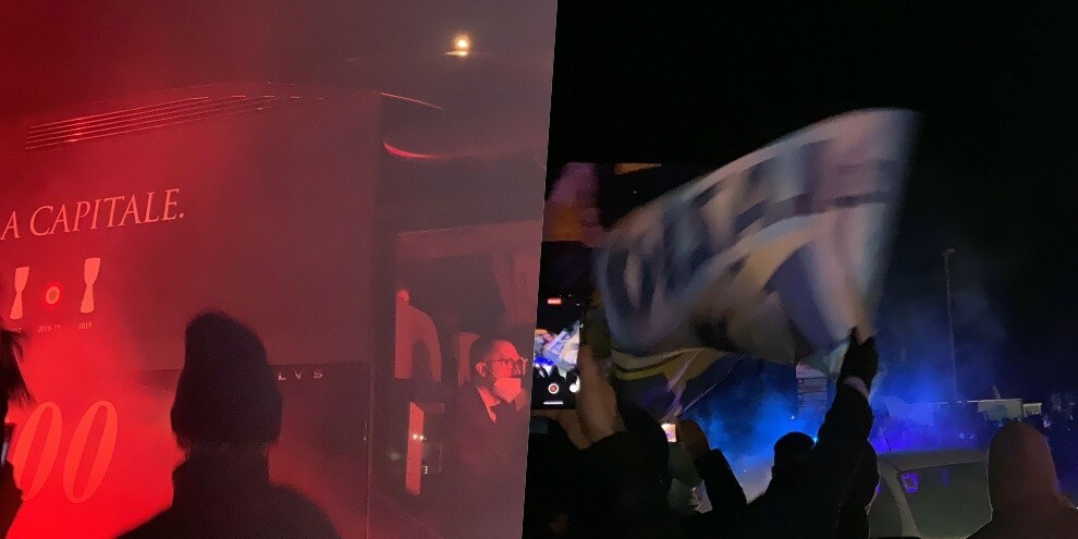 Lazio, la carica dei tifosi a Formello: cori e bandiere per salutare la squadra