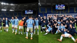 Lazio, festa finale nel derby: foto simbolo sotto la Curva Nord