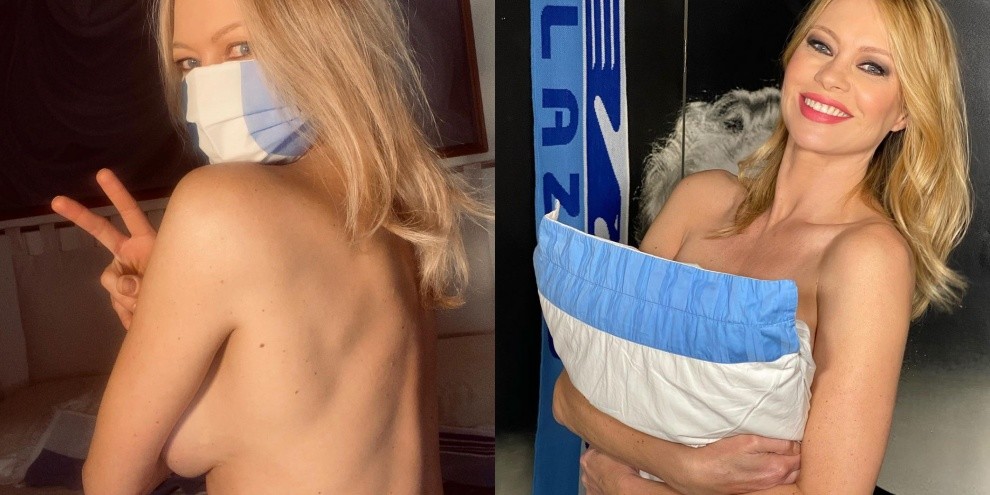 Anna Falchi e la foto per la Lazio: “Promessa mantenuta“