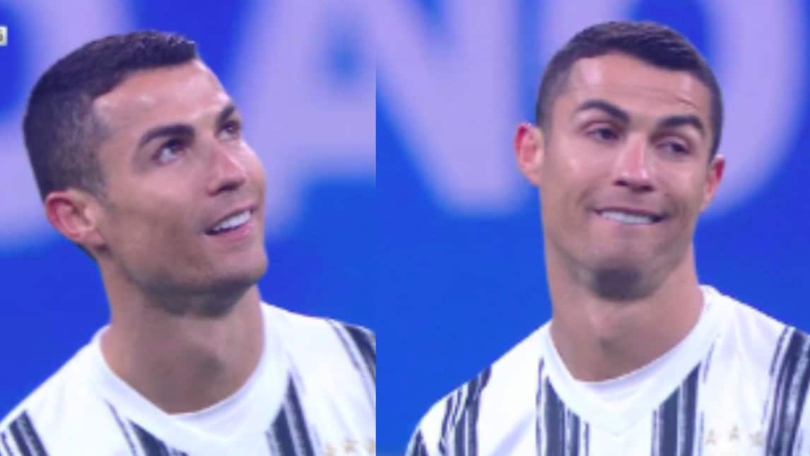 Cristiano Ronaldo deluso: che smorfie dopo il gol di Barella