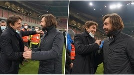 Quanto affetto tra Conte e Pirlo, ex della Juve avversari per una notte