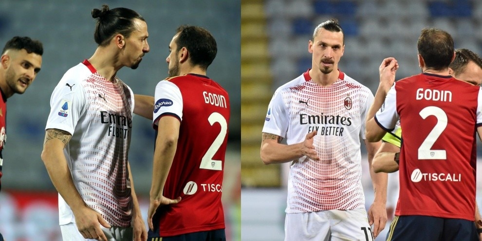 Ibrahimovic-Godin, che duello! I due faccia a faccia durante Cagliari-Milan