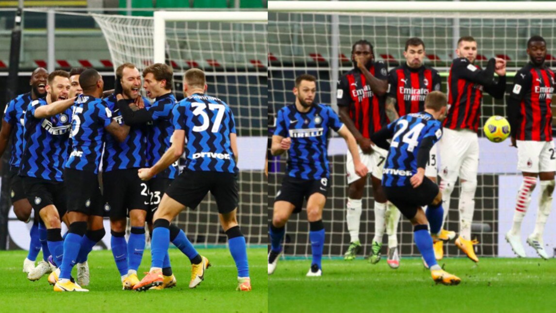 Eriksen, punizione magica in Coppa Italia: Milan ko, Inter in semifinale