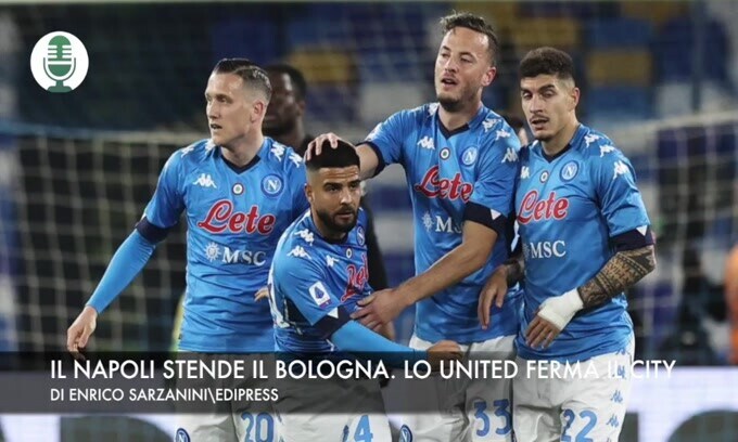 Il Napoli stende il Bologna. Lo United ferma il City