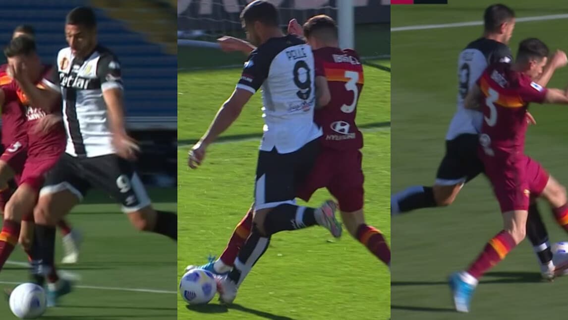 Parma-Roma, il contatto fra Ibanez e Pellè giudicato da rigore