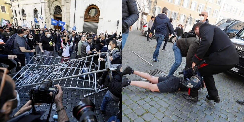 #Ioapro: scontri e cariche a Roma fra manifestanti e polizia