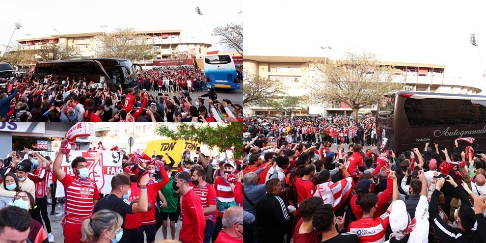 Incredibile assembramento a Granada prima del match con lo United