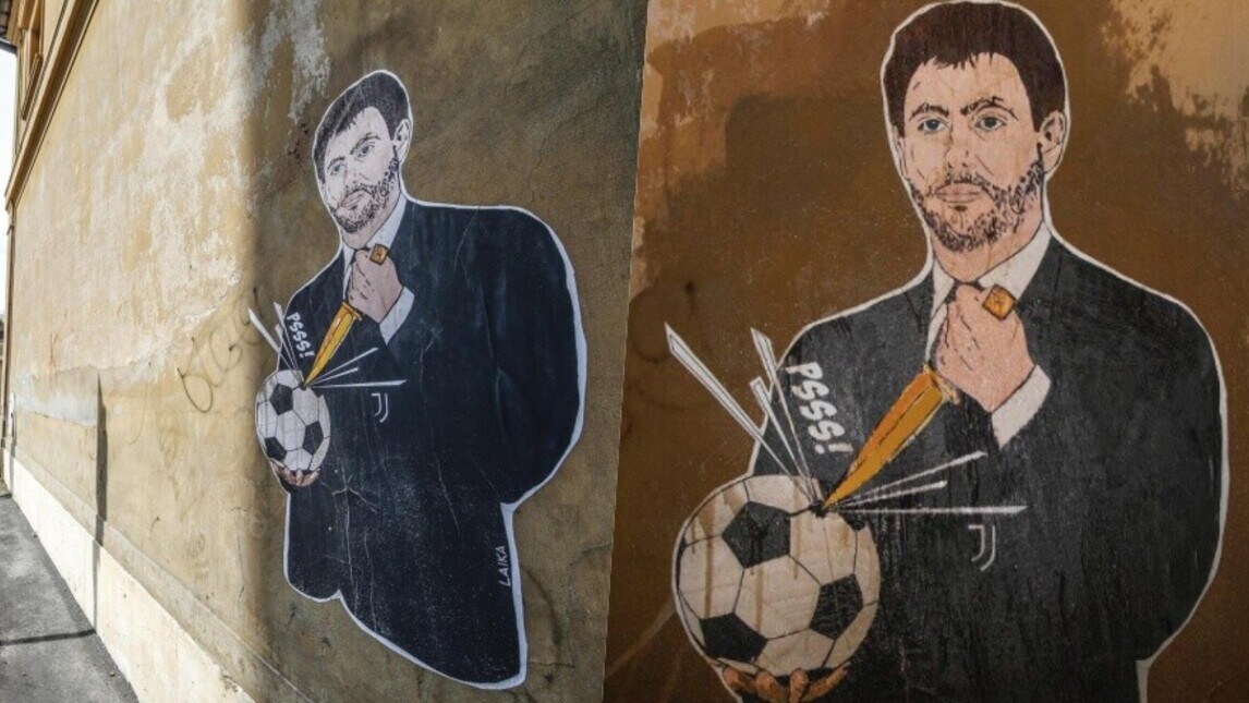 Superlega, Agnelli buca il pallone: il murales a Roma