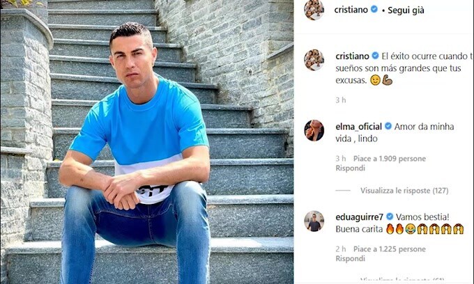 CR7 sui social: "Sogni più grandi delle scuse"
