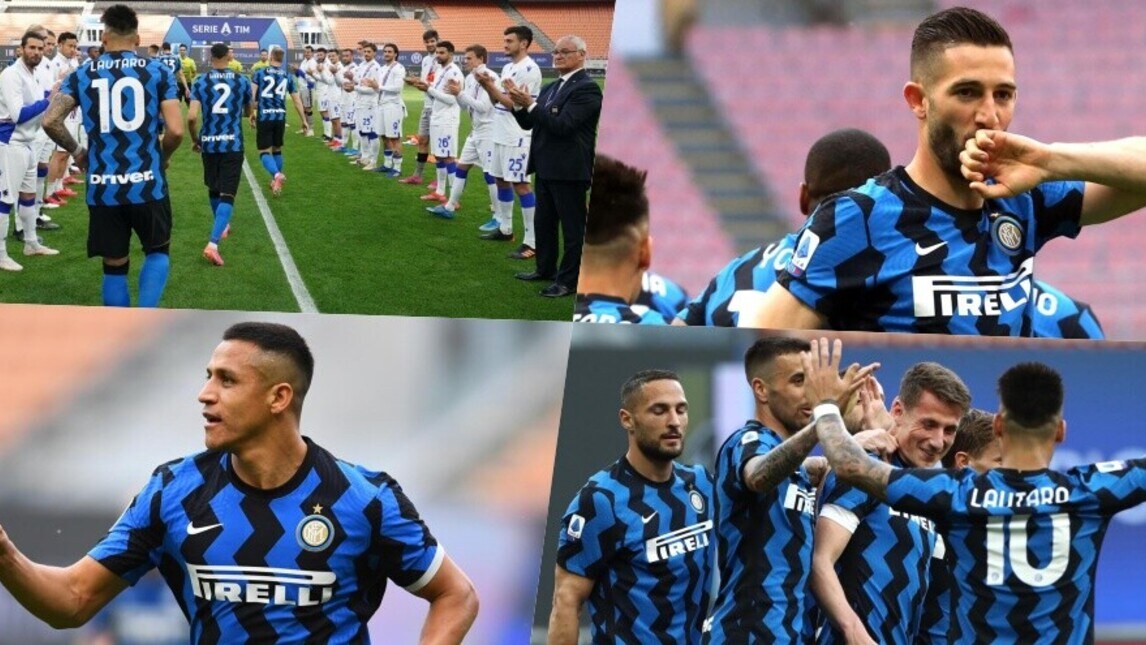 Inter, sfilata d'onore e cinquina alla Sampdoria: super Sanchez!