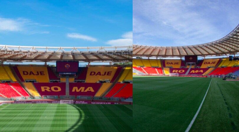 'Daje Roma' in Curva Sud: la coreografia per il derby