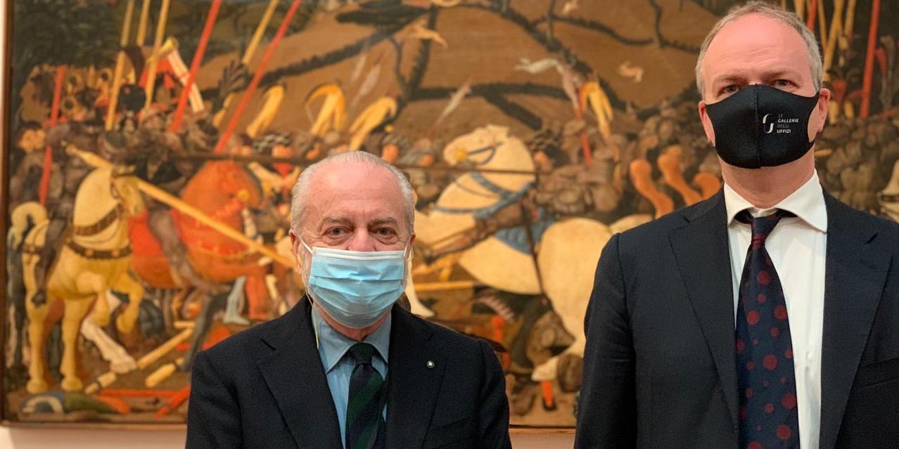 Napoli, De Laurentiis in visita agli Uffizi