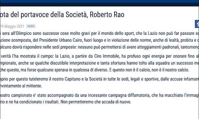 Caso Immobile-Cairo, comunicato Lazio: "Pronti a tutelare il nostro capitano"