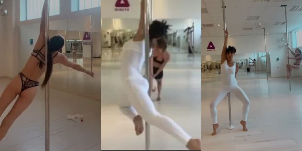 Ambra Angiolini a lezione di pole dance