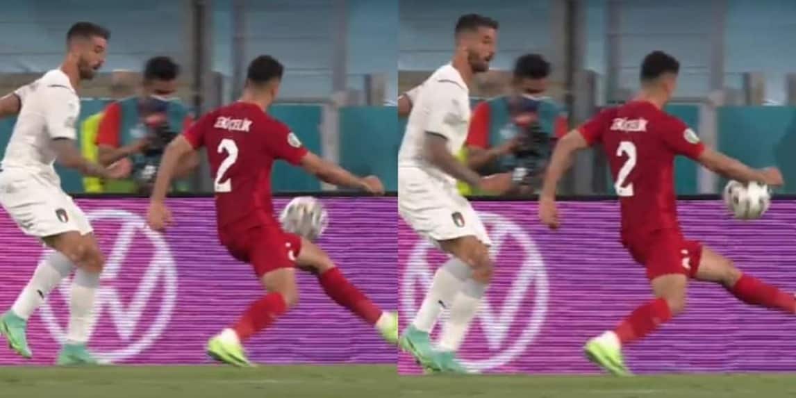 Mano in area di Celik: rigore negato all'Italia contro la Turchia