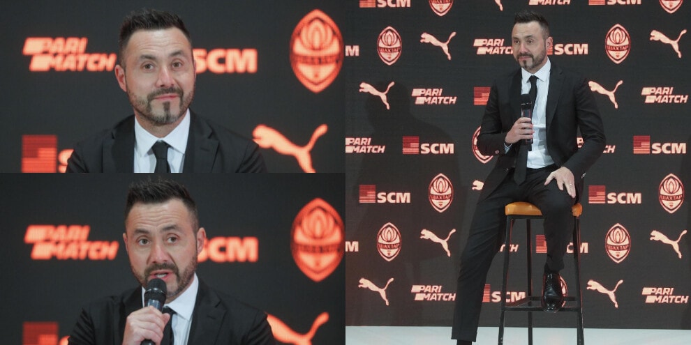 Shakhtar, l'eleganza di De Zerbi alla presentazione ufficiale