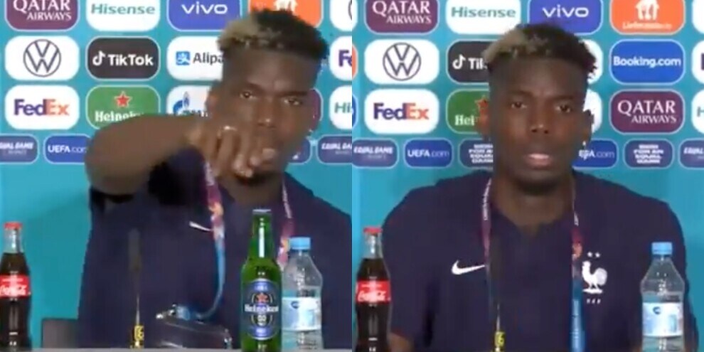 Pogba come Ronaldo: allontana la birra