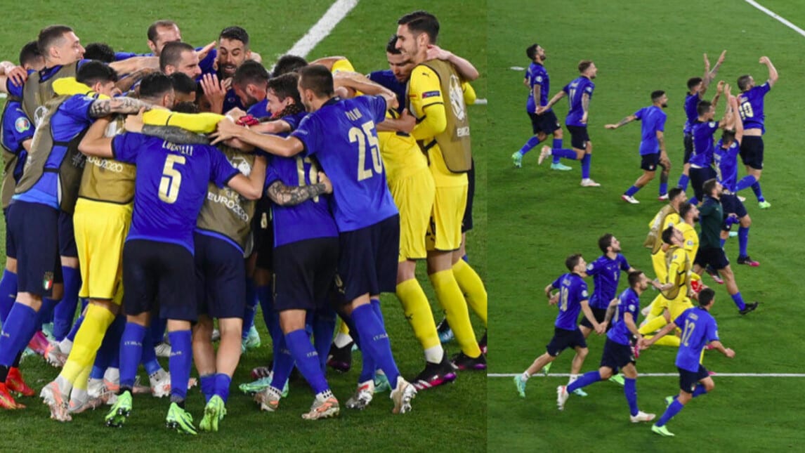 Italia, festa in campo dopo il trionfo con la Svizzera