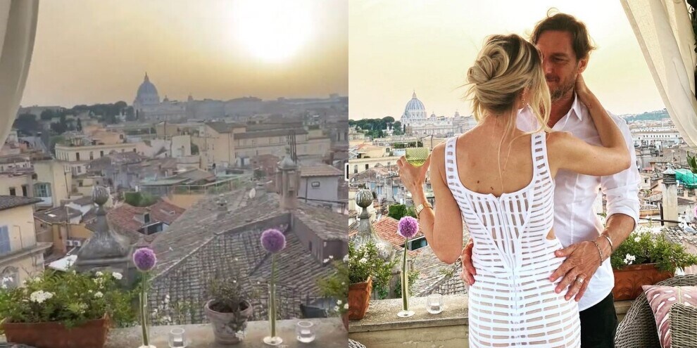 Totti e Ilary Blasi, la festa di anniversario esclusiva sui tetti di Roma