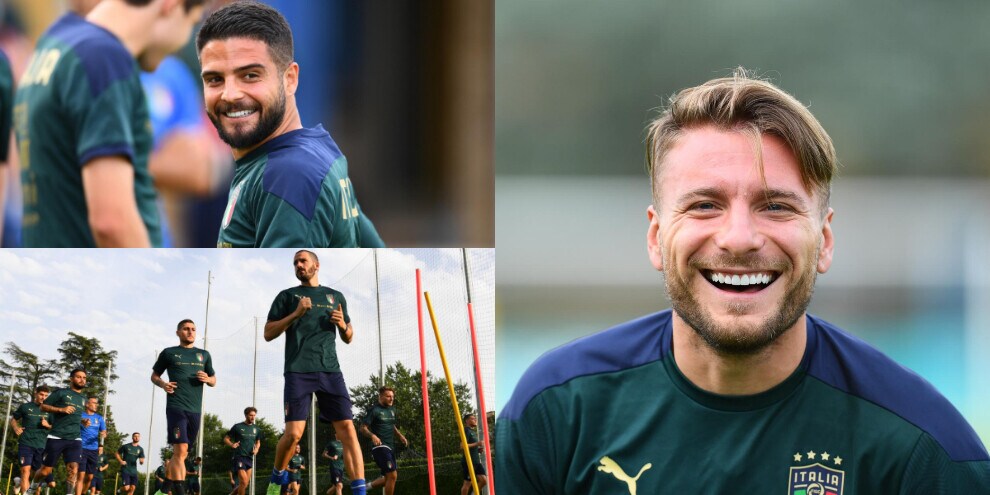 Italia al lavoro verso l'Austria. I sorrisi di Insigne e Immobile