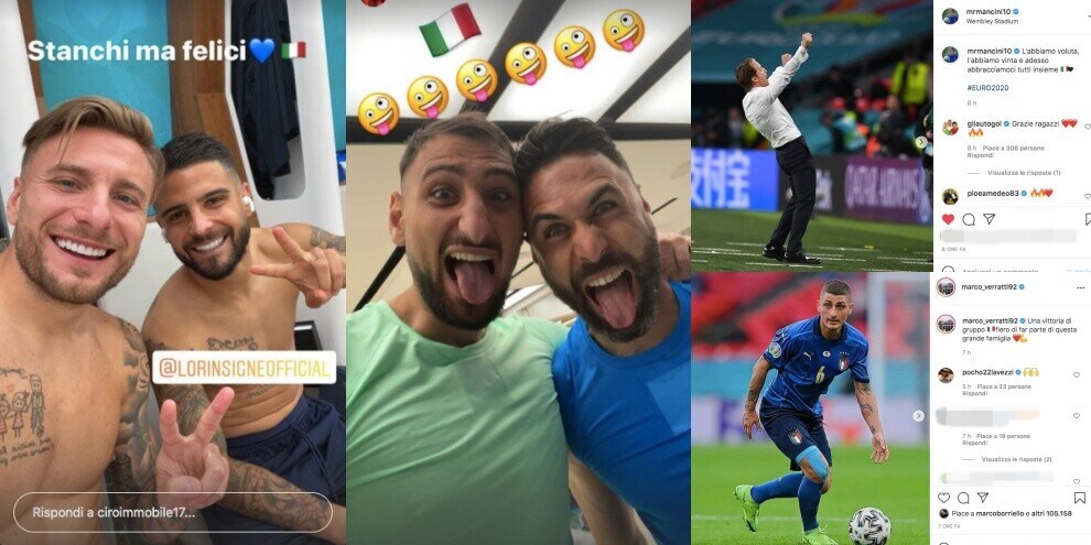 Italia ai quarti: da Insigne e Immobile a Donnarumma, festa social