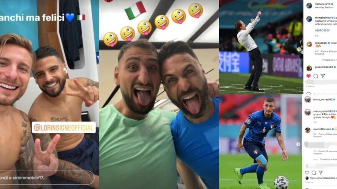 Italia ai quarti: da Insigne e Immobile a Donnarumma, festa social