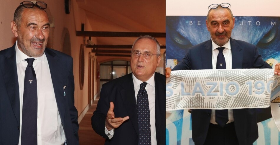 Lazio, ecco Sarri: che sorrisi con Lotito!