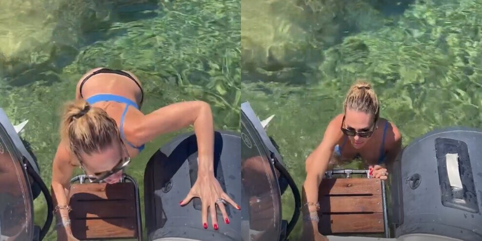 Ilary Blasi esce dall'acqua e sale in barca: che fisico!