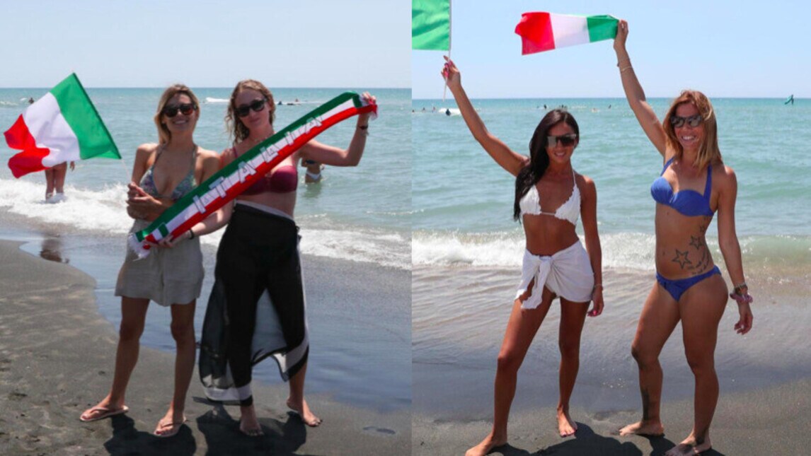 Italia, tanti tifosi anche in spiaggia: quante bandiere al mare