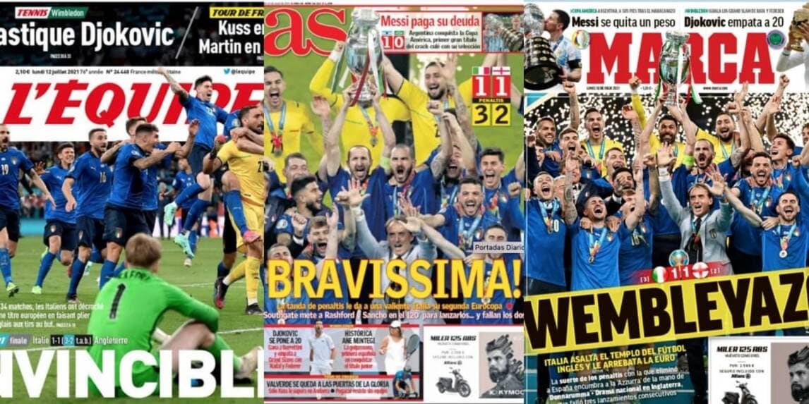 "La felicità", "Wembleyazo", "Eterna Italia". La stampa estera esalta gli azzurri