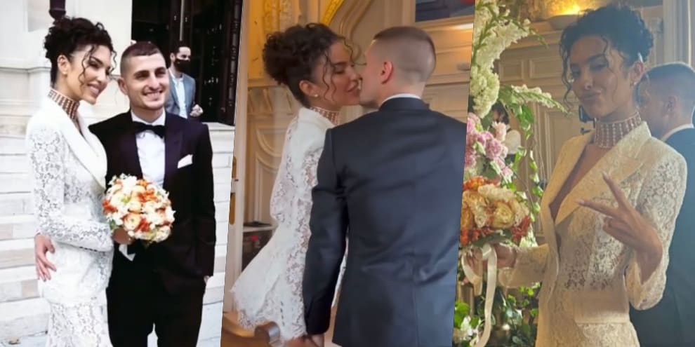 Verratti e Jessica sposi: abito in pizzo per la modella francese