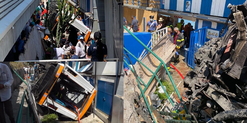 Dramma a Capri, minibus esce di strada e precipita su un lido